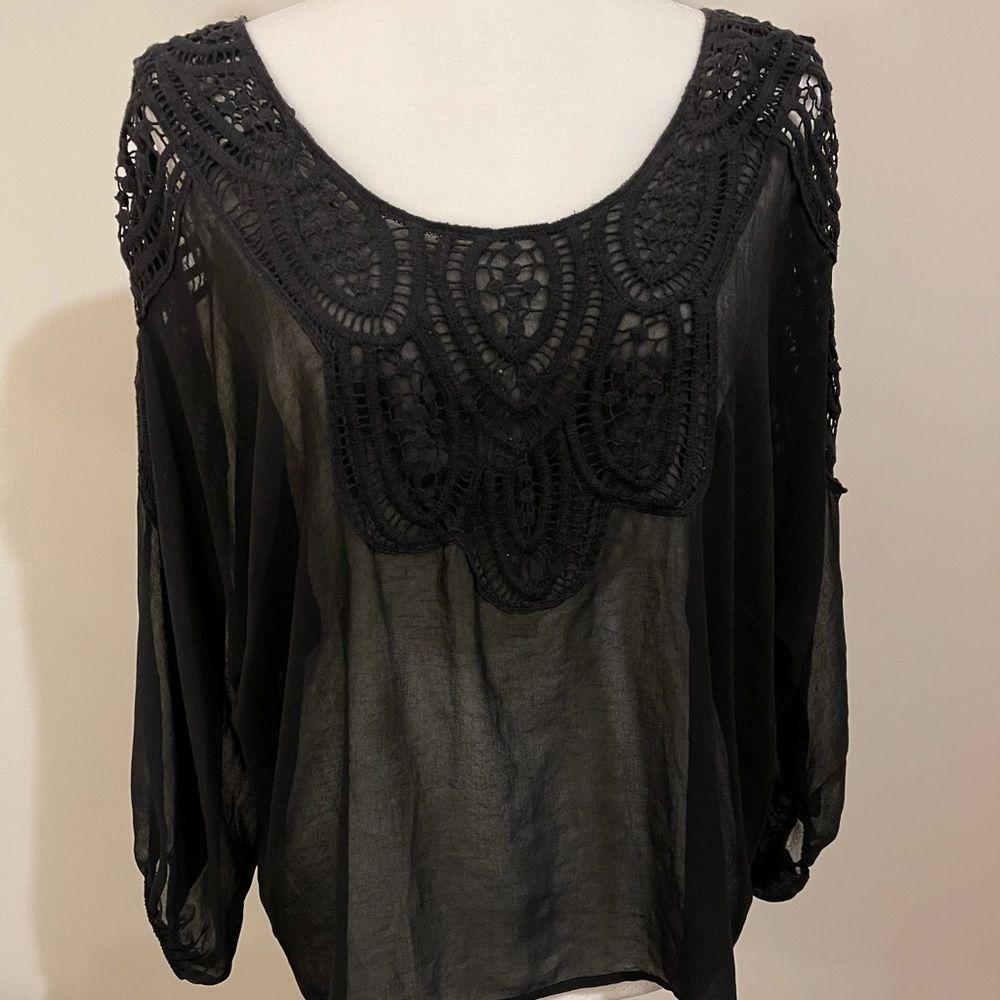 Scoop neck, sheer, blouse
